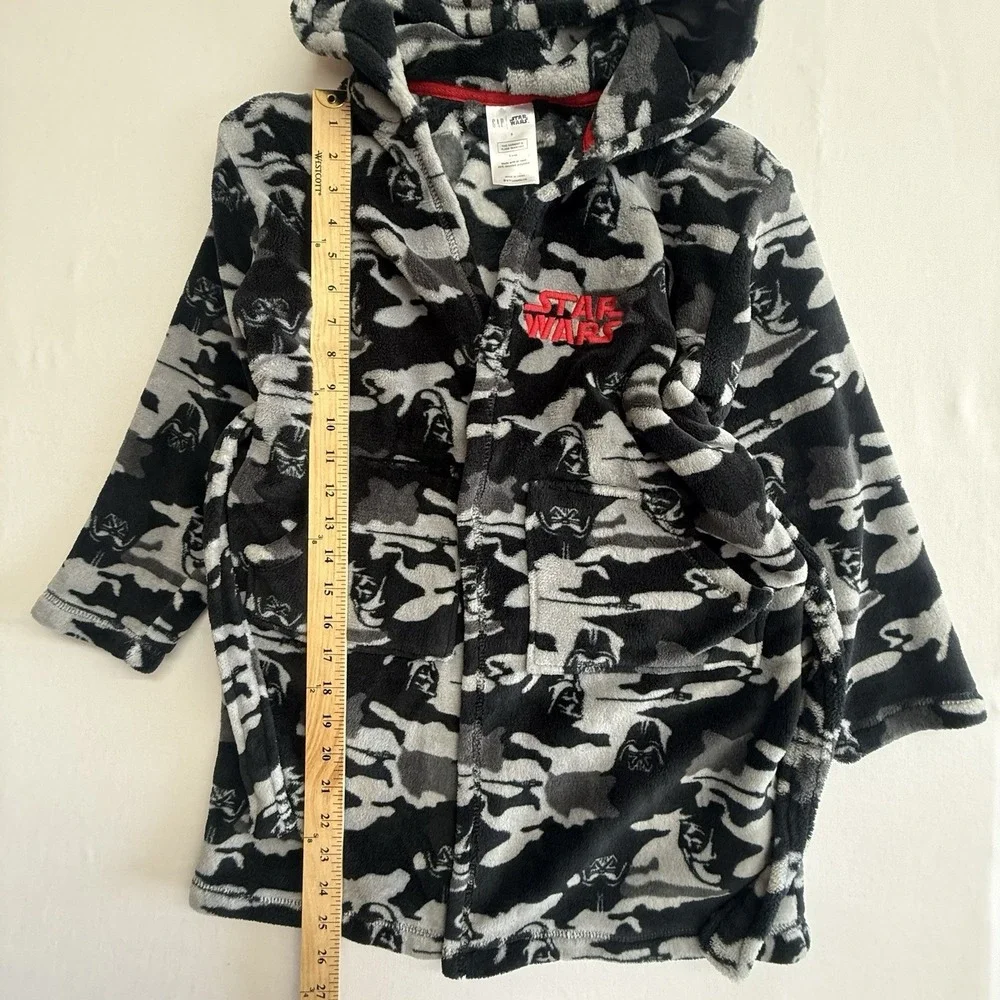 GAP Star Wars Kids Robe Darth Vader Hooded Fleece Belt Sz 8‎ Gray